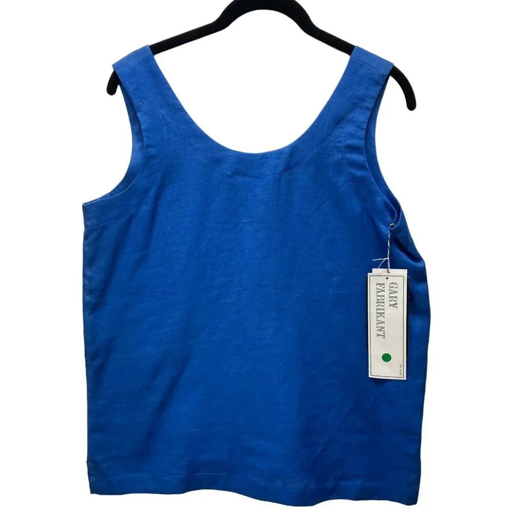 Vintage Gary Fabrikant Tank Top, Size 10, Ramie, Royal‎ Blue, New w Tags